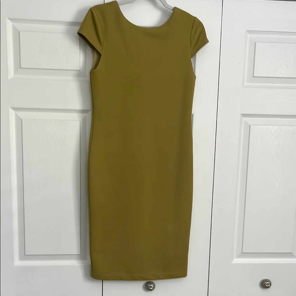 Philosophy Yellow Sheath Dress Cap Sleeve Crew Neck